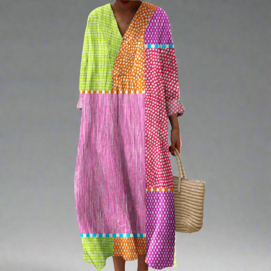 LP | Maxi abito patchwork a pois