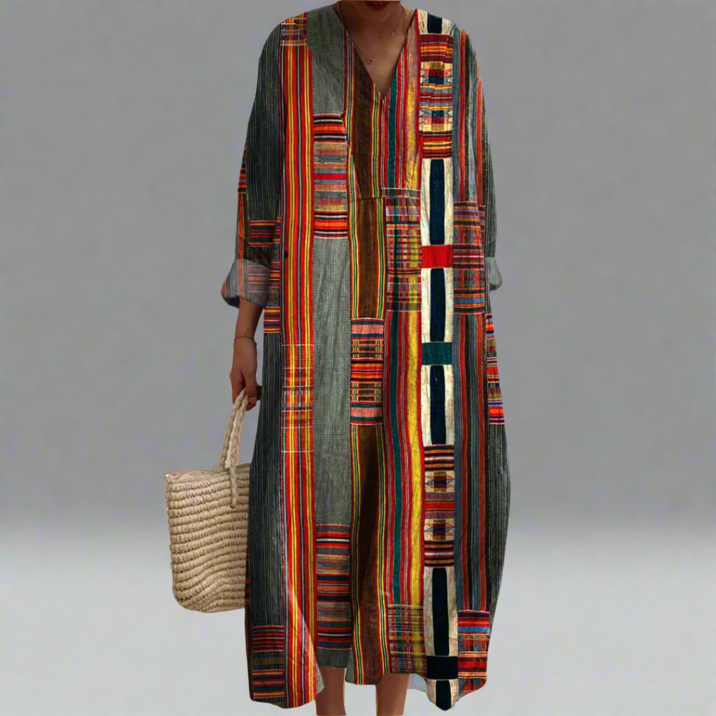 LP | Maxi abito boho a righe geometriche