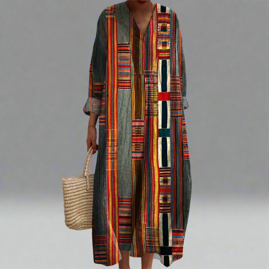 LP | Maxi abito boho a righe geometriche