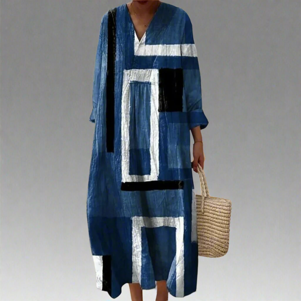 LP | Maxi abito astratto blu navy