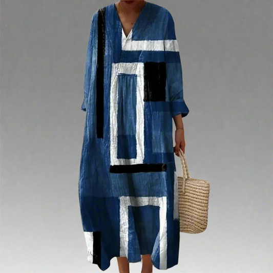 LP | Maxi abito astratto blu navy