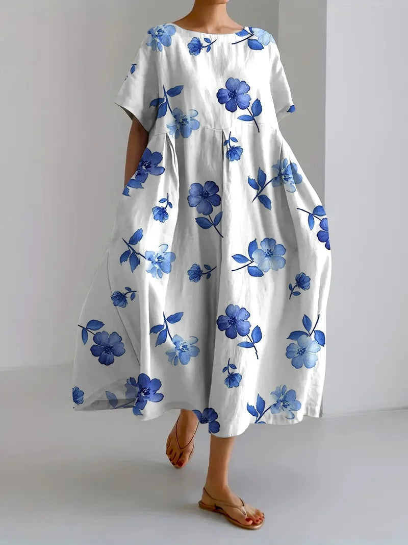 LP | Abito da donna aderente con stampa floreale botanica retrò