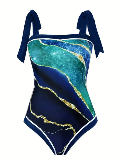 LP | Elegante costume da bagno e gonna con stampa marmo in un unico pezzo