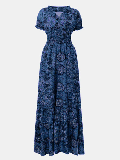 LP | Abito grande con scollo a V smocked e maniche corte
