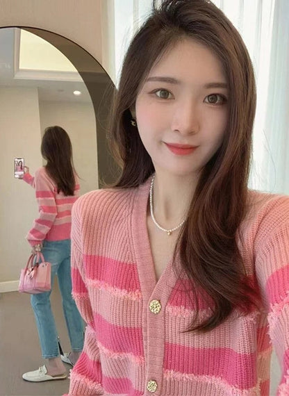 LP | Cardigan casual in maglia a righe