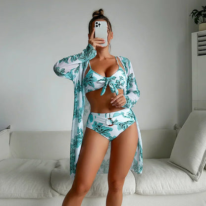 LP | Elegante bikini estivo a vita alta con motivo floreale