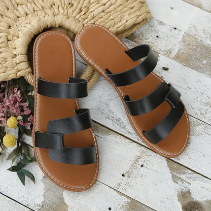 LP | Sandali piatti con retro aperto e decorazione a fibbia