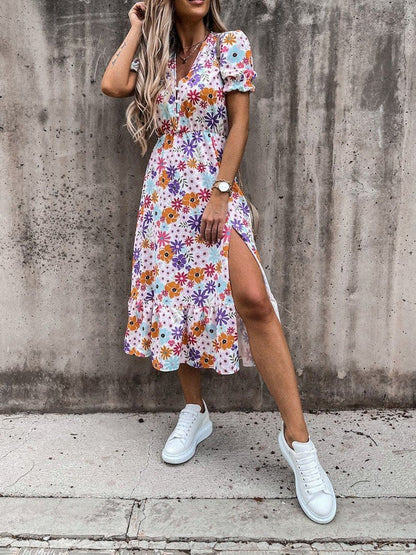 LP | Karen - Maxi abito a fantasia con scollo a V