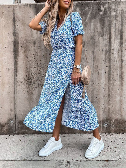 LP | Karen - Maxi abito a fantasia con scollo a V