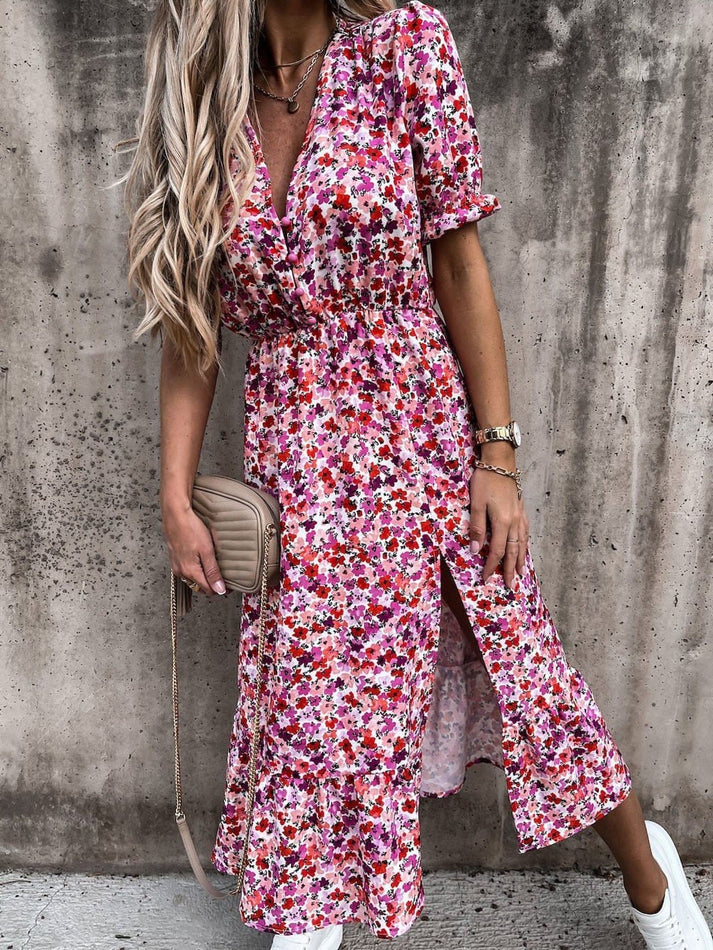 LP | Karen - Maxi abito a fantasia con scollo a V